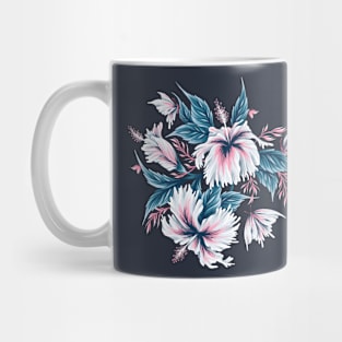 Hibiscus Butterflies - Navy Blue Pink Mug